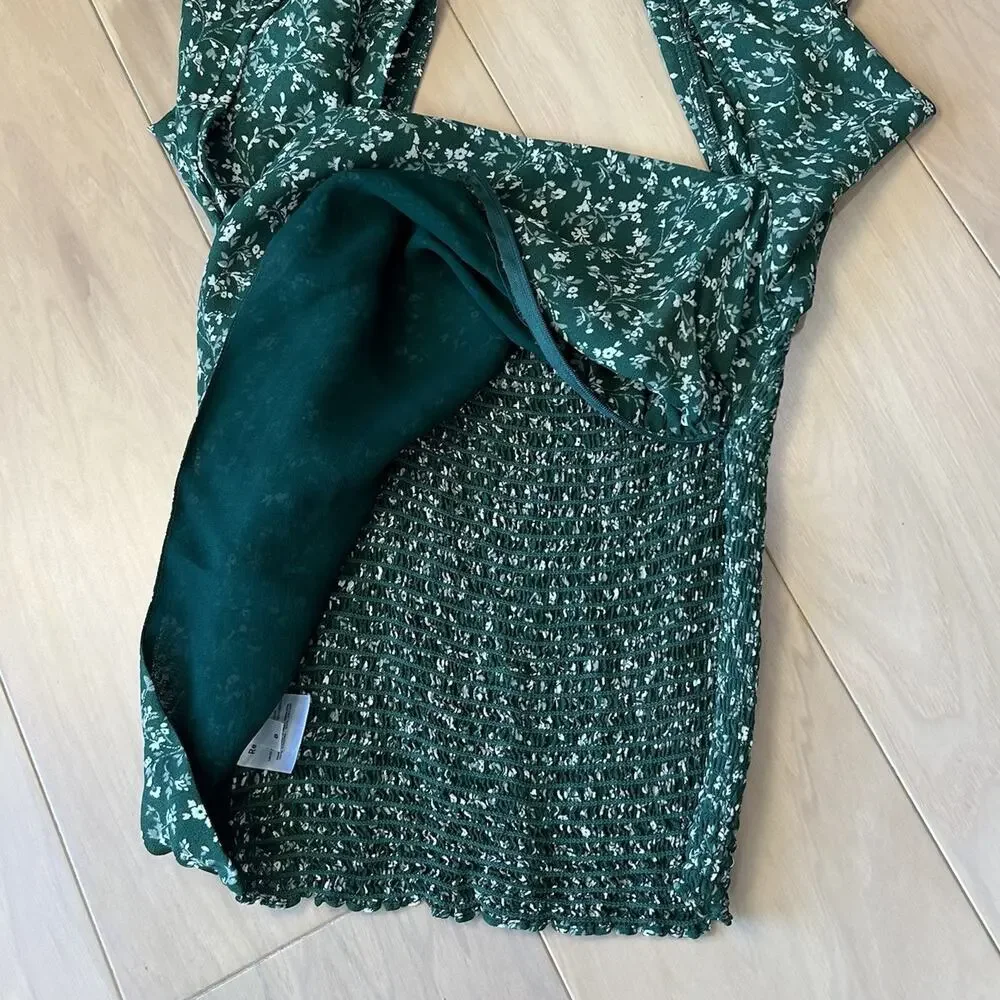 Reformation Pinto Top Green Floral Long Sleeve Women’s 8